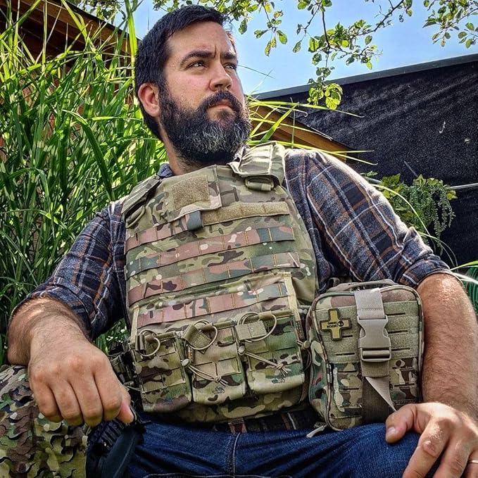 RHINO RESCUE IFAK Trauma Kit with C-A-T Tourniquet for Wound Care, Tactical First Aid Kit Molle Pouch for Military, Combat, Car, Camping, Hiking, Travel(Camouflage)