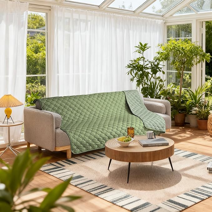 gogobunny 100% Double-Sided Waterproof Dog Bed Cover Pet Blanket Sofa Couch Furniture Protector for Puppy Large Dog Cat, Reversible (82x82 Inch (Pack of 1), Dark Green/Light Green)