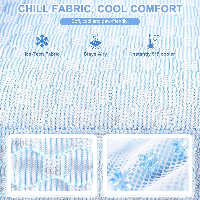 Cat Bed, Cat Beds for Indoor Cats, Summer Cooling Pet Sofa Bed, Washable Medium Pet Bed for Puppy and Small to Large Kitten with Anti-Slip Bottom, Fits Up to 65lbs Pets