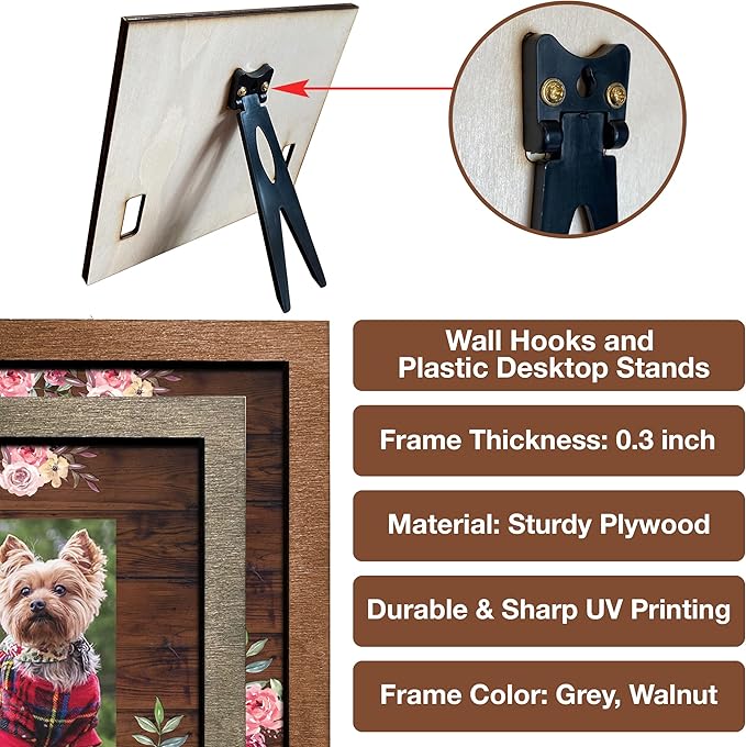 Customized Pet Memorial Frame Wood Dog in Picture Deceased Pet Personalized Dog Remembrance Animal Passing Away Wood Gifts Puppy Picture Frames Gifts for Pet Owners Christmas Tabletop Plaque