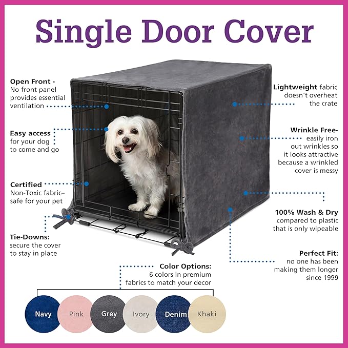 Pet Dreams 3-Piece Set Includes Dog Crate Cover, Dog Mat & Bumper Pad- Washable Kennel Bedding fits iCrate Cages 24, 30, 36, 42 Inch (Khaki, X Large, 42")