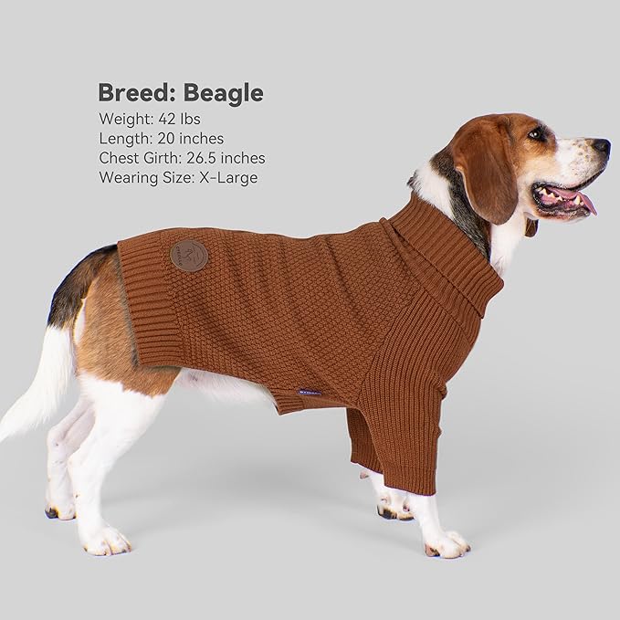 cyeollo 4XL Dog Sweater, Stretchable & Cozy Warm Dog Sweaters for Large Dogs Boy, Pullover Knit Fall Winter Sweatshirt Big Dogs Clothes, Doberman Great Dane Apparel, Brown XXXXL