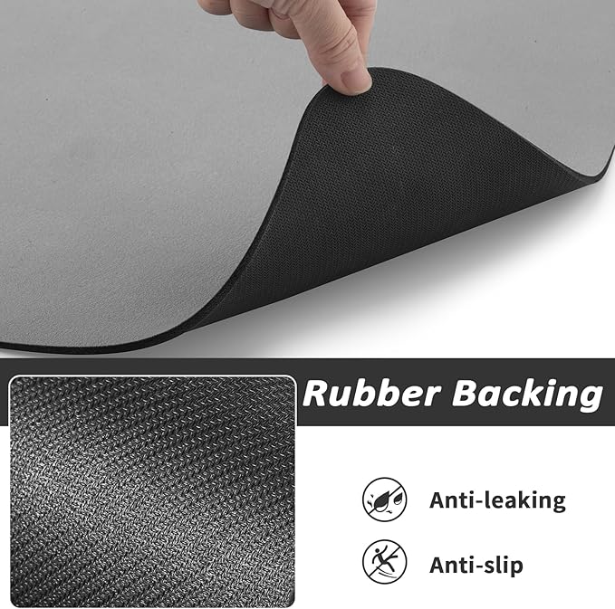 Pet Feeding Mat - Absorbent Dog Mat for Food and Water, No Stains Cat Bowl Mat, Easy to Clean Pet Placemats, Quick Dry Dog Water Dispenser Mat for Messy Drinkers | Paw Grey 16"x 24"