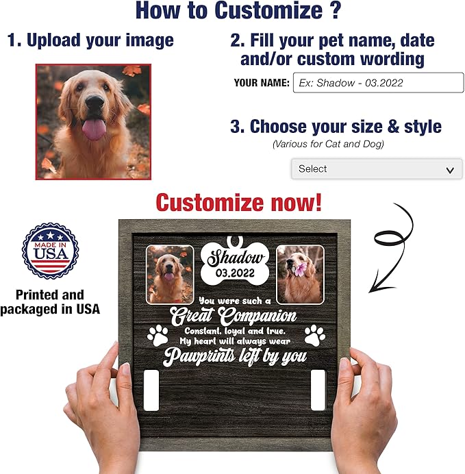 Customized Pet Memorial Picture Frame Memorial Dog Picture Loss Gift for Dog Love Personalized Memorial Pet Loss Sign Natural Wood New Puppy Memorial Best Dog Ever Gifts In Memory of Dogs