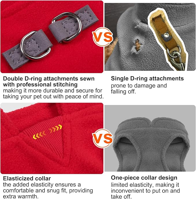 BEAUTYZOO Dog Fleece Vest Sweater Winter Jacket for Small and Medium Dogs with D-Ring Leash Cold Weather Coat Hoodie for XS S M Dogs Boy or Girls