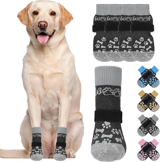KOOLTAIL Dog Socks for Hot/Cold Pavement to Prevent Licking Paws,Dog Boots&Paw Protector for Hardwood Floors Anti Slip,Traction Control No Twist Grip Booties for Small Medium Large Senior Dogs XL
