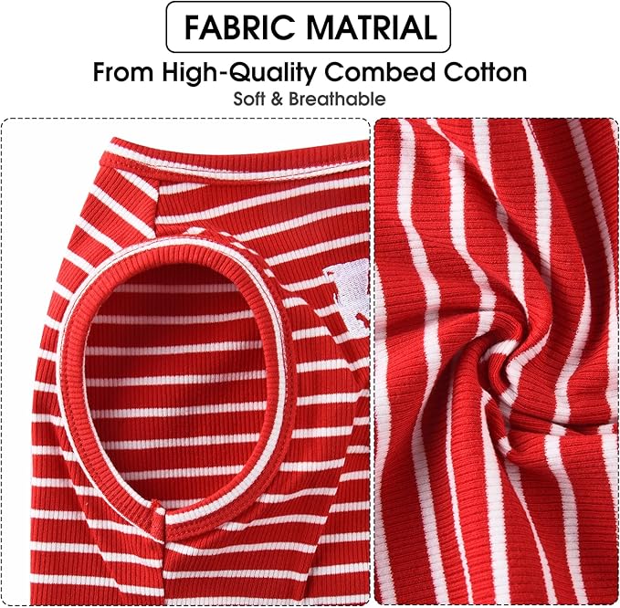 Koneseve Dog Shirt Vest Lightweight Stretchy Dog T-Shirts Soft Cool Sleeveless Stripe Vests Breathable Clothes for Puppy Kitty Cats Small Medium Large Dogs 2 Pack Red + Blue [ 3XL ]