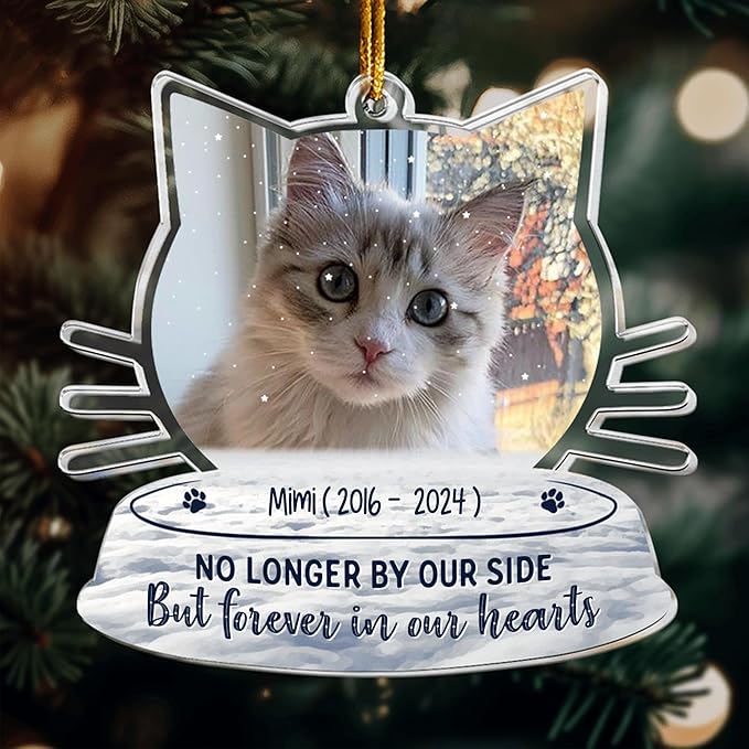Pavo Acrylic Ornament, Forever in My Heart - Personalized Pet Memorial Photo Ornament, Custom Pet Memorial Keepsake, Perfect Christmas Memorial Gift for Pet Lovers, Dog Mom, Cat Mom (Loss of Cat)
