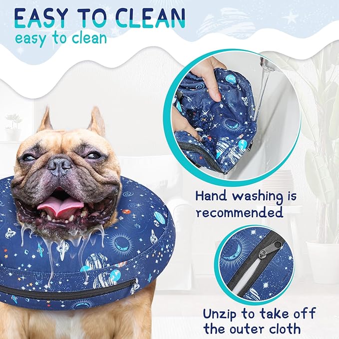 Supet Inflatable Dog Cone Collar for Small Dogs Puppies Cats, Soft Dog Cone Alternative After Surgery for Puppies Cats to Stop Licking