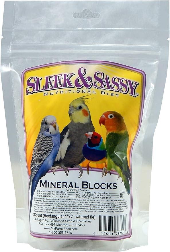 SLEEK & SASSY Mineral Blocks (1"x2") for Birds (12 Ct.)