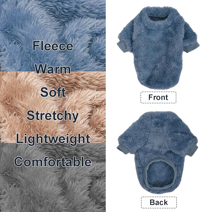 Dog Sweater, 3 Pack Dog Sweaters for Small Dogs, Dog Clothes for Small Dogs Girl Boy, Ultra Soft and Warm Puppy Sweater Dog Coat for Winter Christmas (S, Blue+Lt Coffee+Dark Grey)