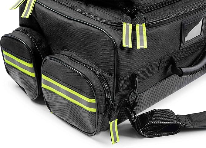 Scherber Fully-Stocked Premium First Responder Bag | HSA/FSA Approved | Large Pro EMT/EMS Trauma, Bleeding & Oxygen Medical Kit | CAT Tourniquet, HyFin Chest Seal & 250+ First Aid Supplies (Black)
