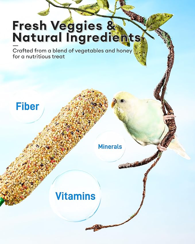 BUCATSTATE Parakeet Treats Honey Treat Sticks 3 Packs, Natural Bird Treats All Grains Flavor Cockatiel Treats, Pet Bird Treat Toy for Parrot Conure Budgie Lovebird