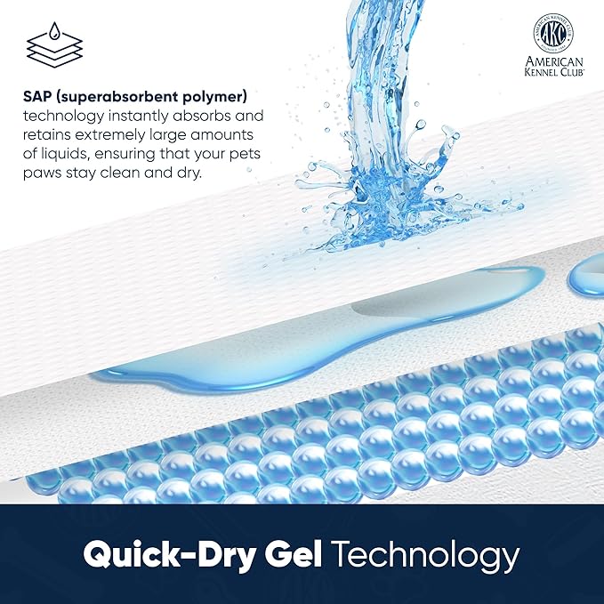 American Kennel Club Charcoal Puppy Training Pads, with Anti-Slip Adhesive Backing, Quick Dry Gel and Activated Carbon Odor Control (Charcoal, 22" x 22" - Pack of 60)