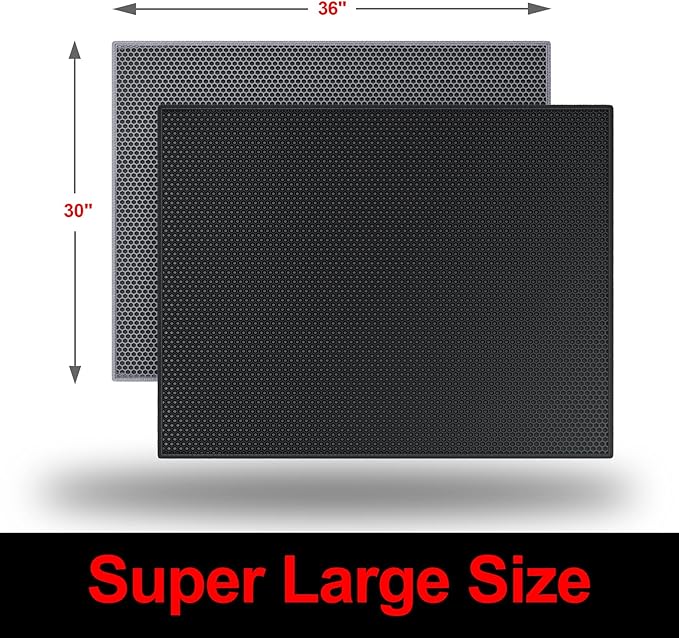 Cat Litter Box Mat: 36"x 30" Waterproof Kitty Cat Litter Trapping Mat, Easy-clean Double-layer Scatter Control Pad Rug (Black)