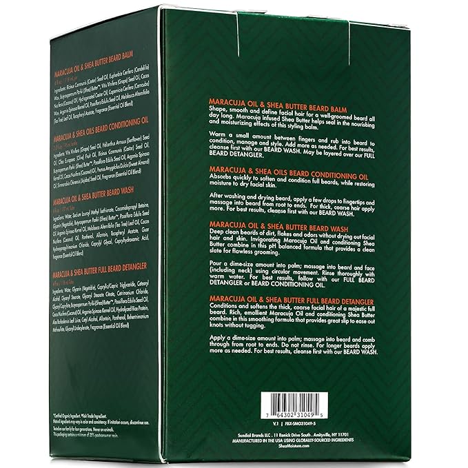 SheaMoisture Beard-Care Kit for Men, Includes Wash, Balm, Oil, Conditioner, Natural Shea Butter & Maracuja Oil, Great Gift