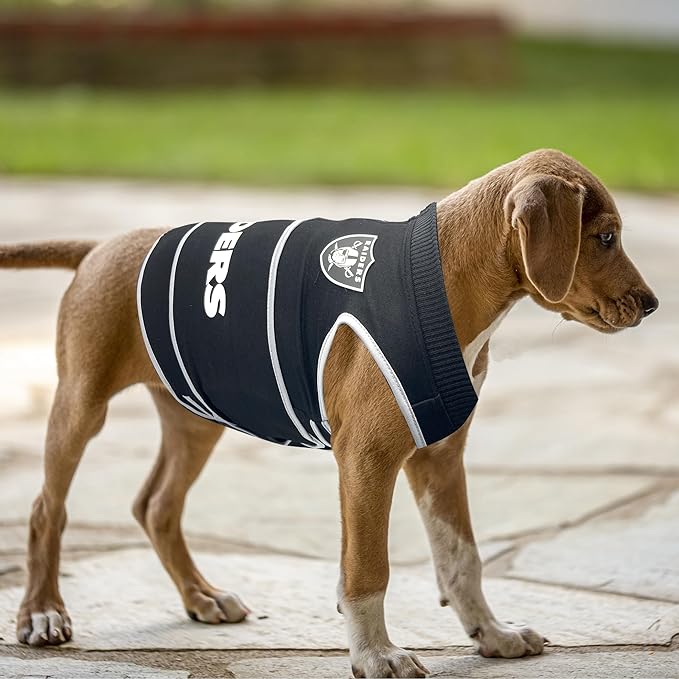 NFL LAS Vegas Raiders Dog Anxiety Shirt Calming Soothing Solution Vest, for Dogs & Cats with Anxiety, Fears, Fireworks, Loud Noises, Dark, Lonely Keeps Dogs Calm Feeling Safe, Relaxing Jacket, Small