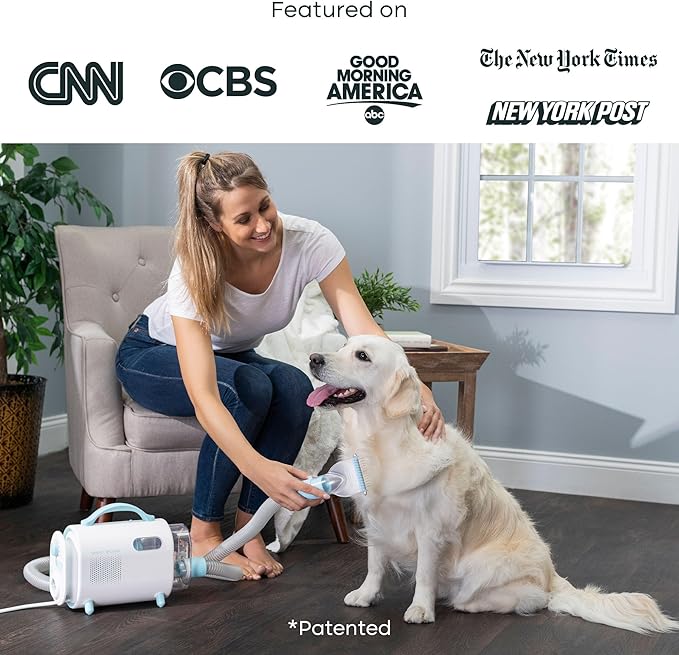 Uproot Clean Pet Groomer Vacuum Kit 7 in 1 - Cat & Dog Grooming Kit with Brush, Detangle, Deshed, Trim, Clean, & Dry Attachments - Complete Cat & Dog Grooming Vacuum for Shedding Pets