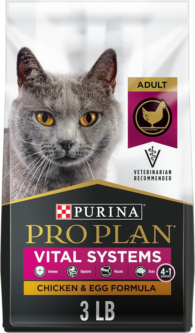 Purina Pro Plan Vital Systems Chicken and Egg Formula 4-in-1 Adult Dry Cat Food - 3 lb. Bag