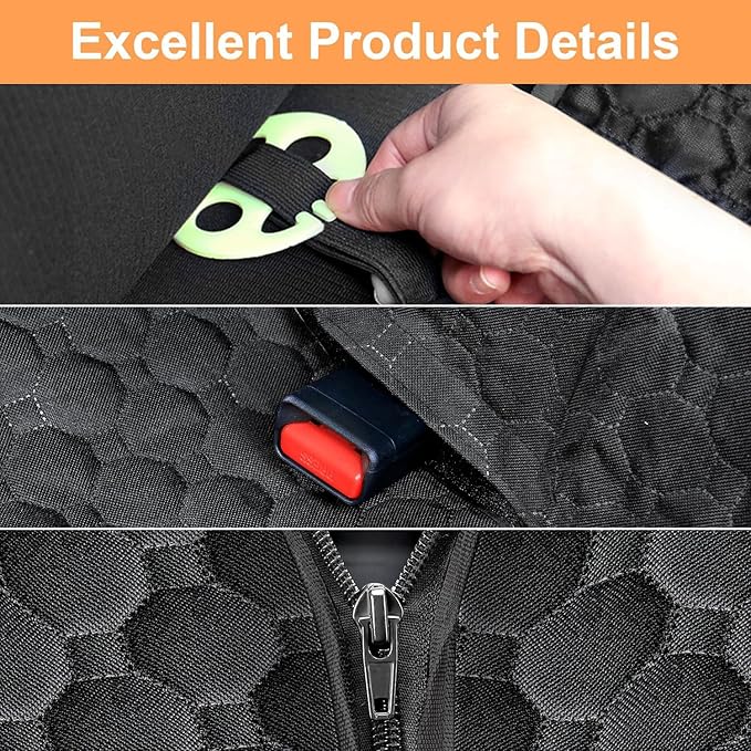 Mancro Dog Hammock for Car, 2025 Upgraded 600D Heavy Duty Waterproof & Scratch-Resistant Dog Car Seat Cover, Back Seat Pet Cover for Dogs with Sedan, Trucks and SUVs, Standard, All Black