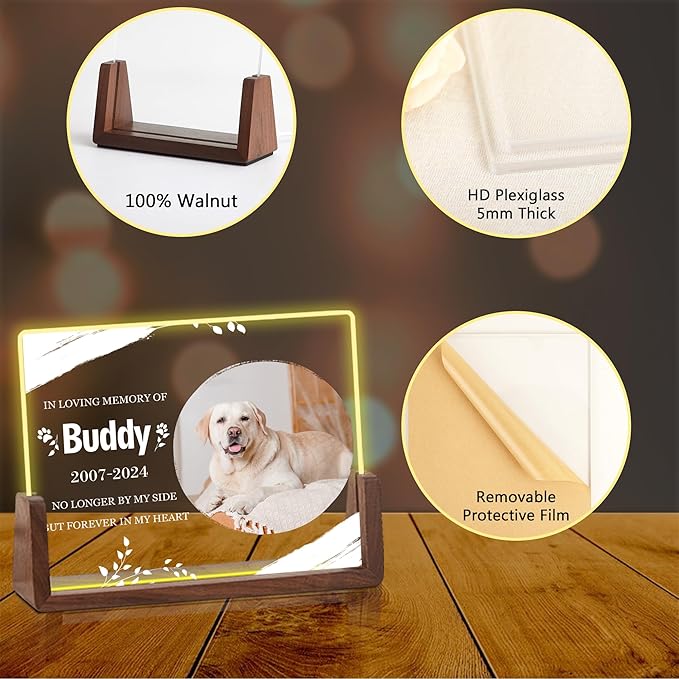 Custom Dog Memorial Gifts for Loss of Dog, Pet Sympathy Gifts, Customized Dog Passing Away Acrylic Plaque with Photo, Loss of Dog Sympathy Gift, Personalized Christmas Birthday Gifts for Pet Lover