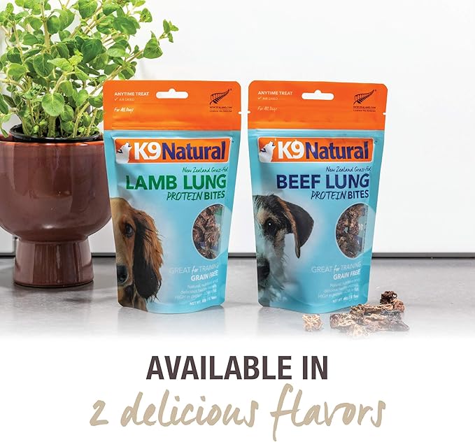 K9 Natural, Freeze-Dried Single Ingredient Dog Treats, High-Value, Low-Calorie Protein Bites for Active Dogs, Healthy Dog Training Treats, Grain-Free Reward, Lamb Lung, 1.76oz