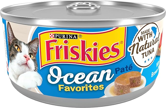 Purina Friskies Wet Cat Food Pate Ocean Favorites With Natural Tuna, Brown Rice and Peas - (Pack of 24) 5.5 oz. Cans