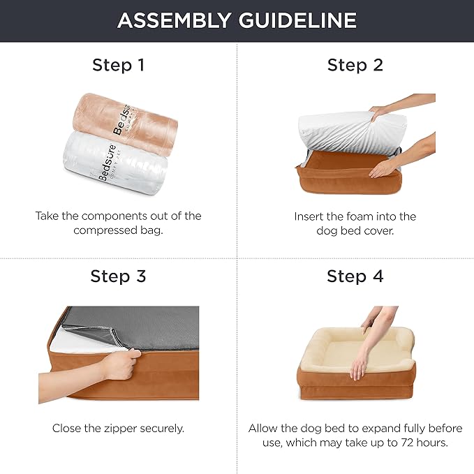 Bedsure Orthopedic Dog Beds Large Sized Dog - Washable Large Dog Cat Bed Waterproof, Comfort Dogs Couch Sofa with Washable Removable Cover, Pet Bed with Nonskid Bottom, Ember Clay, 35"