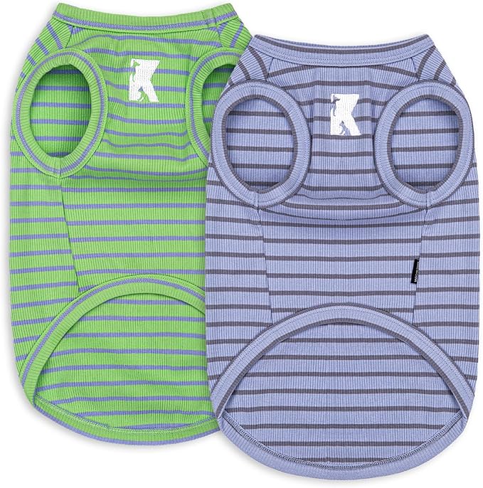 Koneseve Dog Shirt 2 Pack Breathable Sleeveless Vest, Stretchy & Soft, Purple & Vivid Green Size 4XL
