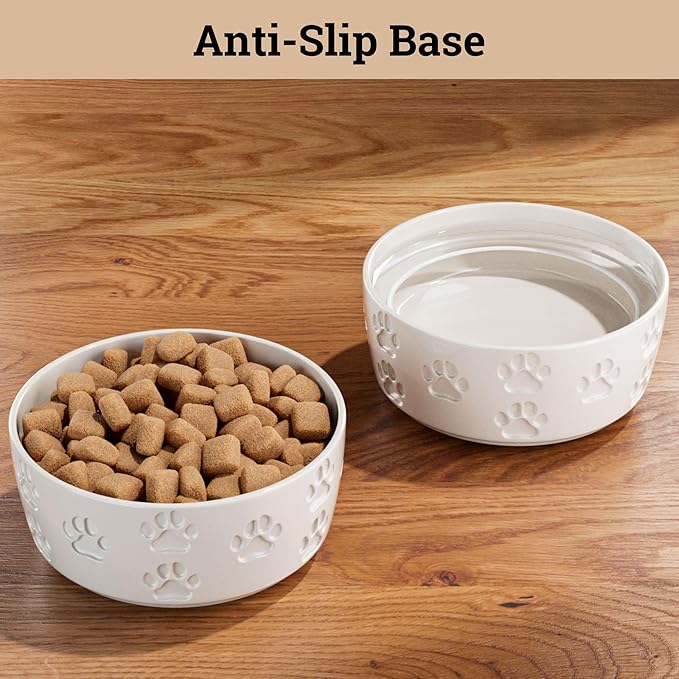 Ceramic Dog Bowl Set of 2 with Anti-Skid Base - 5" Wide x 2" Tall Ceramic Dog Bowls for Small Dogs - 2 Cup Capacity Food and Water Bowls for Dogs - Rubber Bottom Pet Bowl Set of 2 for Small Pets
