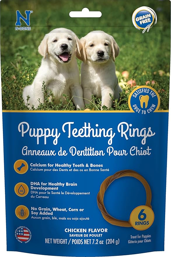 N-Bone Puppy Teething Rings, Grain-Free Chicken Flavor, 6 ct