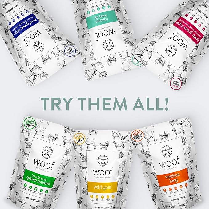 The New Zealand Natural Pet Food Co WOOF Freeze Dried Dog Treats - Lamb Green Tripe, High Protein, Large & Small, Topper or Dog Treat - 1.4 oz