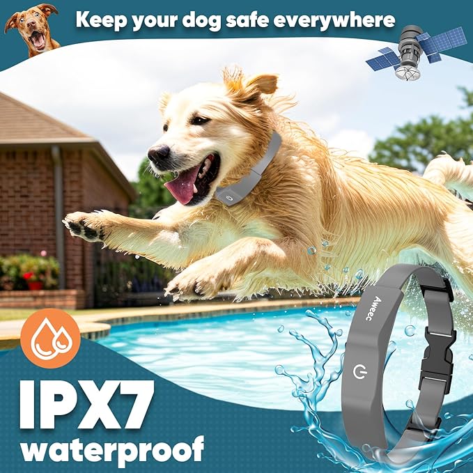 GPS Wireless Dog Fence with Free App, Electric Fence System with Training Collar, Portable Fence for Outdoor Use, Rechargeable Waterproof Flexiable Collar, Adjustable for Large Medium Dogs