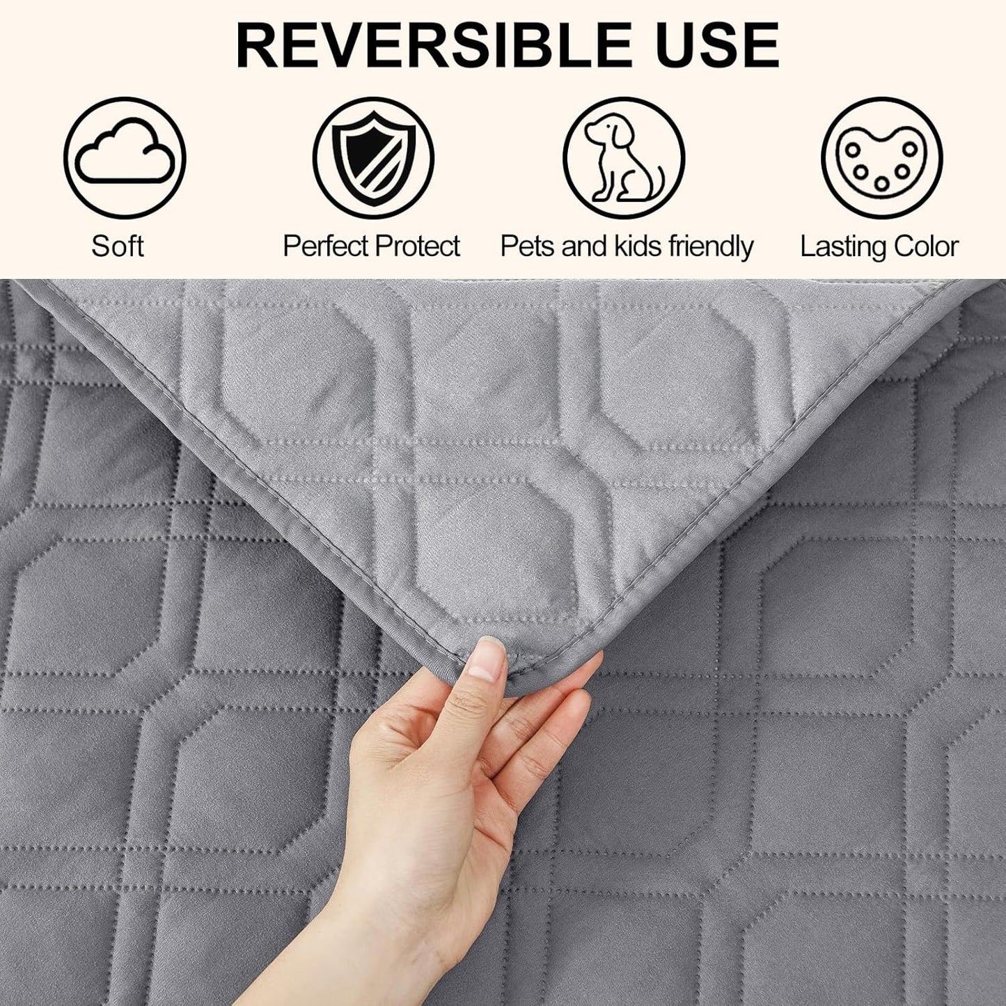 Smiry Waterproof Dog Blanket, 30x70 Inch Soft Pet Bed Cover Reversible, Washable Sofa Couch Furniture Protector for Small Medium Large Dog Puppy Cat, Geometric, Grey/Light Grey