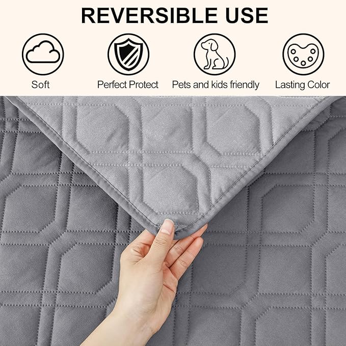 Smiry Waterproof Dog Blanket, 40x50 Inch Soft Pet Bed Cover Reversible, Washable Sofa Couch Furniture Protector for Small Medium Large Dog Puppy Cat, Geometric, Grey/Light Grey