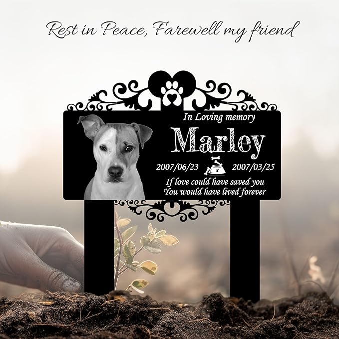 Custom Pet Grave Markers Dog | Custom Pet Headstones for Dogs with 2 Stakes | Best Rustic Gifts to Tribute Your Four-Legged Companions | Personalized Grave Marker for Beloved Furry Friends