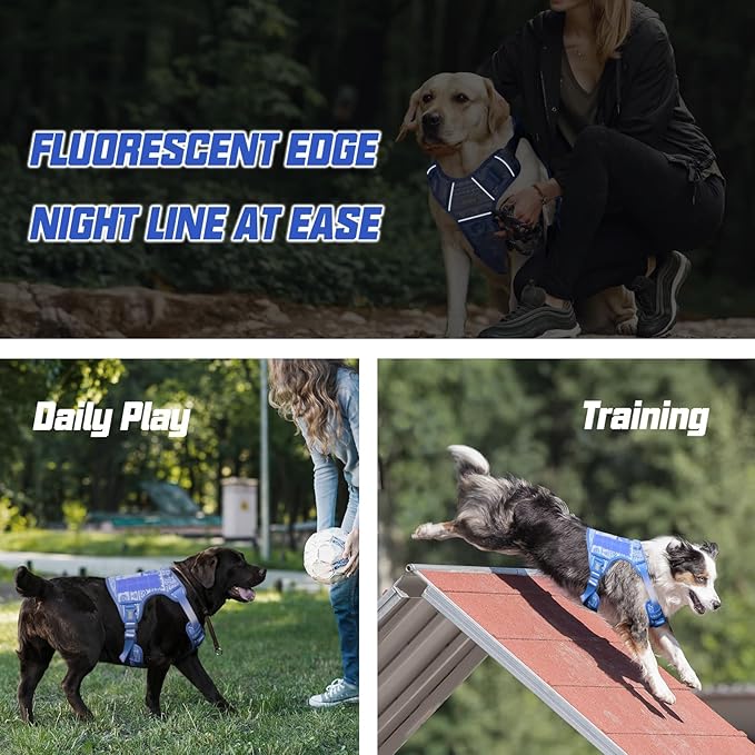 AUROTH Tactical Dog Harness for Large Dogs No Pull Adjustable Pet Harness Reflective K14 Working Training Easy Control Pet Vest Military Service Dog Harnesses
