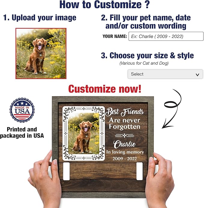 Personalized Cat Dog Memorial Picture Frame Bereavement Gifts Cat Memorial Dog Loss Sympathy Gift When Tomorrow Starts Without Me Memorial Plaques Personalized Christmas Plaque Birthday Gifts