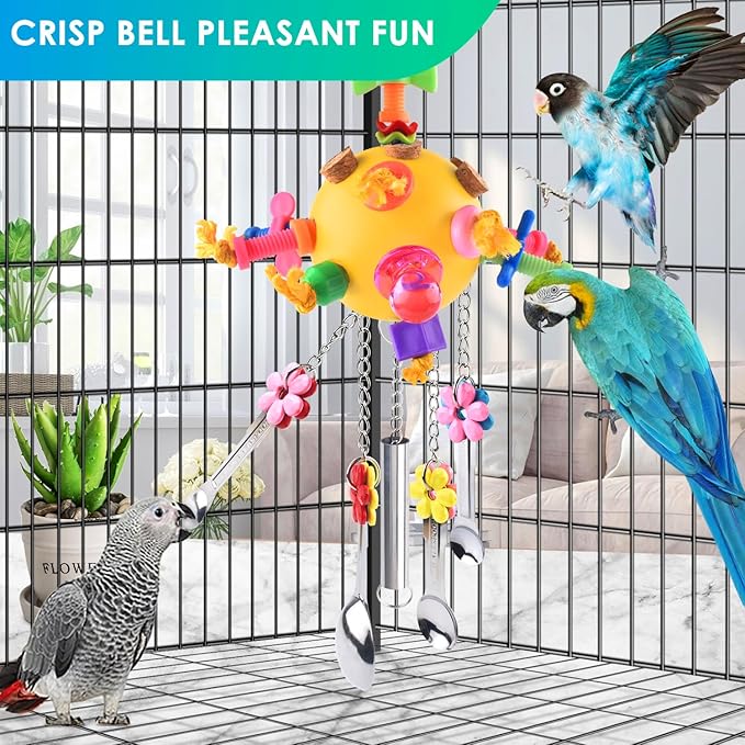 KATUMO Bird Toys Pull Spoons Colorful Acrylic Stick Toys Parrot Chew Toy for Amazon Parrot, African Grey, Conure, Caique, Quaker, Small Cockatoo, Mini Macaw, Eclectus and Similar Birds