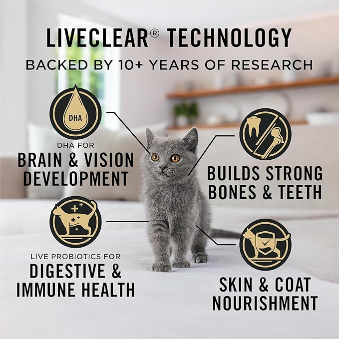 Purina Pro Plan LiveClear Dry cat Food for Kittens Cat Allergen Reducer Chicken and Rice Formula - 12.5 lb. Bag