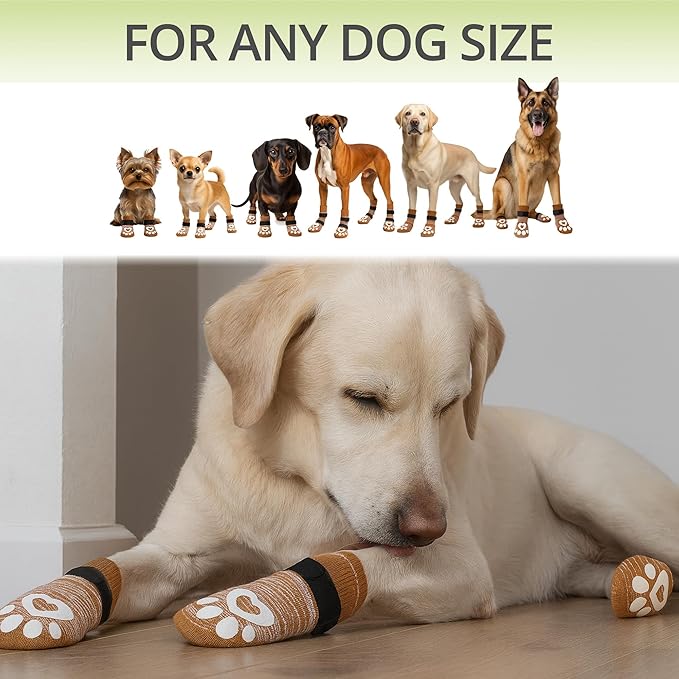 Non-Slip Dog Socks for Hardwood Floors - 6-Pack | Anti-Slip Toes to Prevent Licking Paws, Add Grip, and Provide Paw Protection | for All Ages and Senior Dogs - XXS