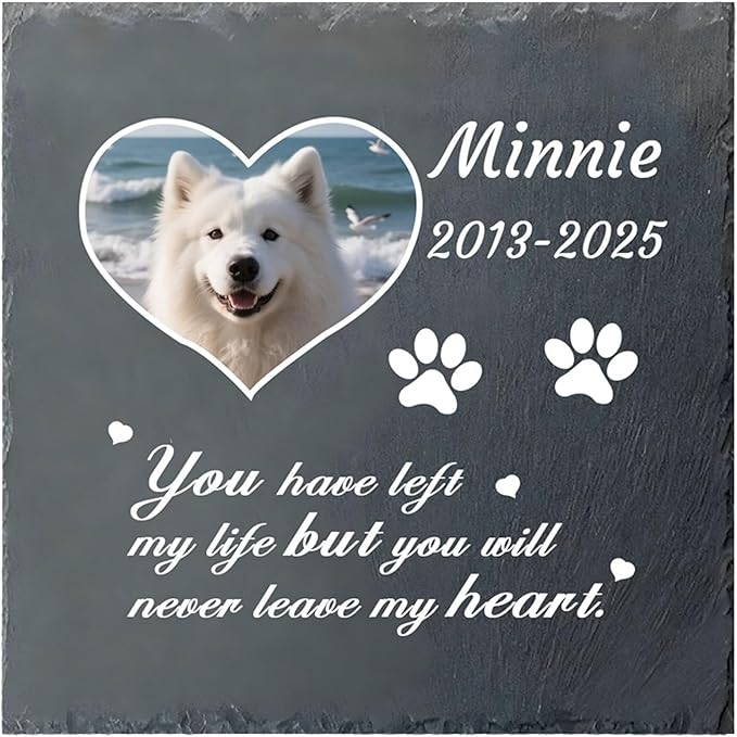Dog Memorial Gifts for Loss of Dog, Personalized Pet Memorial Stone, Custom Dog Grave Marker with Name & Photo, Sympathy Gifts for Bereaved Pet Owners, Cemetery Decor (Style J)