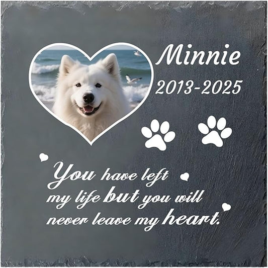Dog Memorial Gifts for Loss of Dog, Personalized Pet Memorial Stone, Custom Dog Grave Marker with Name & Photo, Sympathy Gifts for Bereaved Pet Owners, Cemetery Decor (Style J)