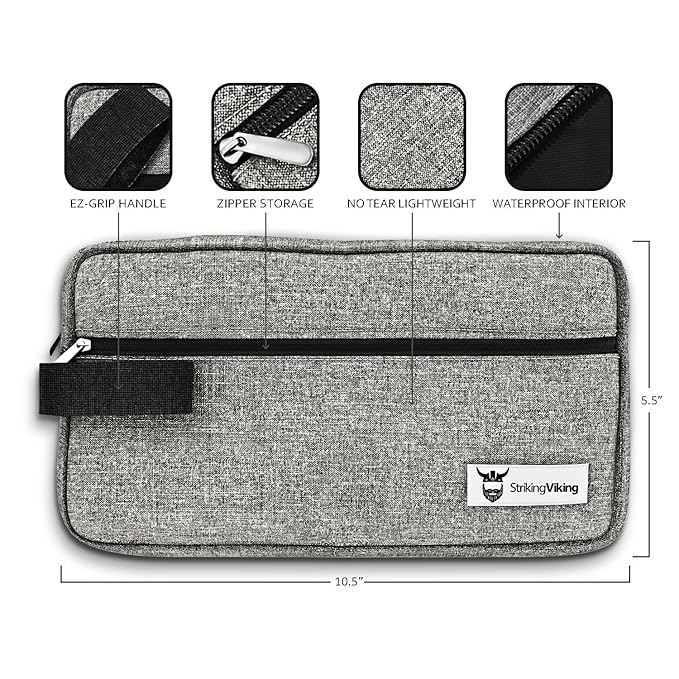 Striking Viking Grooming Kit - Premium Care Products for Men with Beard Shampoo, Oil, Balm Butter, Brush, Wooden Comb, Mustache Scissors & Toiletry Bag