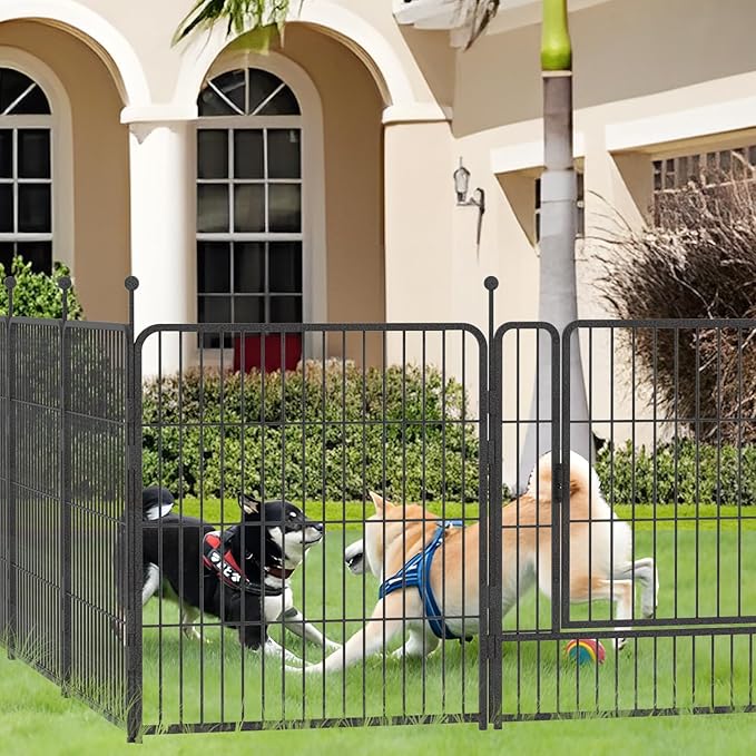 Dog Playpen,32/40/45 Inch Height in Heavy Duty, Folding Indoor Outdoor Anti-Rust Dog Exercise Fence, Portable Pet Playpen with Door for Large Medium Small Dogs and Pet (40 Panels, 45 Inch) Silver