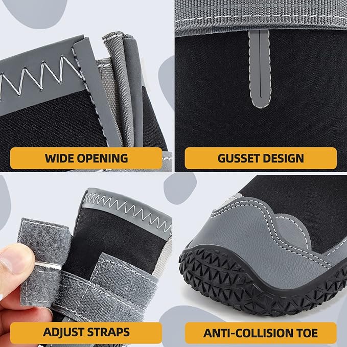 Dog Shoes for Small Dogs, Dog Boots & Paw Protectors for Hardwood Floors, Outdoor Dog Booties for Hot Pavement Winter Snow Hiking, Waterproof Dog Shoes with Reflective Strips Size 1