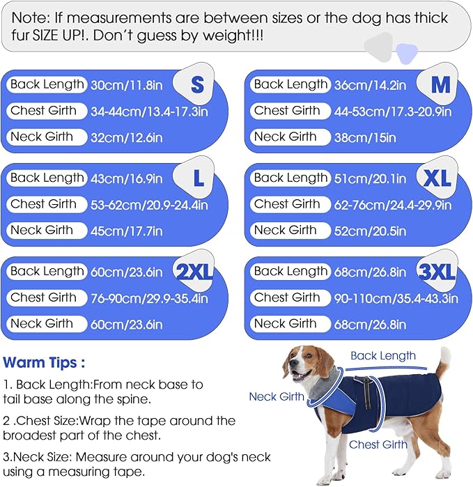 Nanaki Small Dog Coats for Winter Waterproof, Warm Fleece Lining Dog Jacket with Leash Hole, Reflective Cold Weather Puppy Jacket Vest, Easy On Pullover Pet Snow Jacket Male Female, Bulldog, Blue M