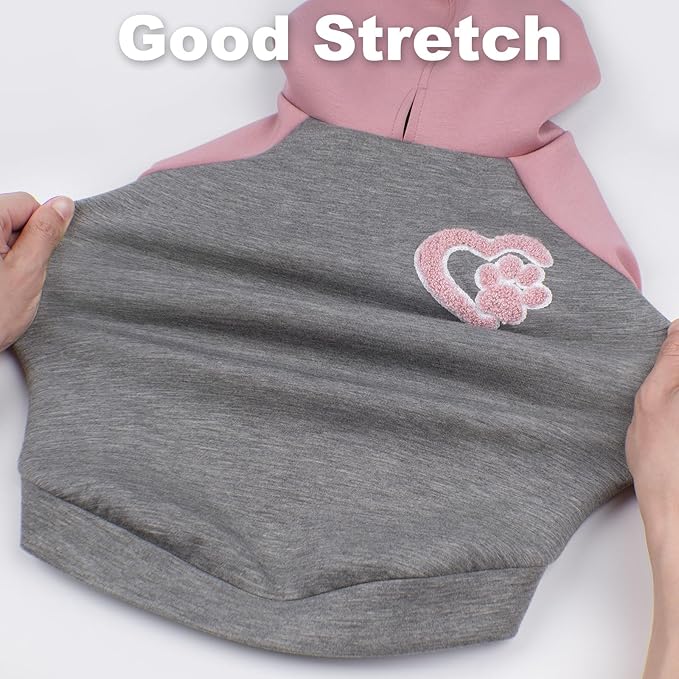 KYEESE Dog Hoodie Stretchy Dog Clothes for Small Dogs Comfort Cat Sweater Warm Pet Clothes Cat Coat with Leash Hole Soft Pet Sweatshirt with Drawstring Dogs Winter Coat for Cold Weather