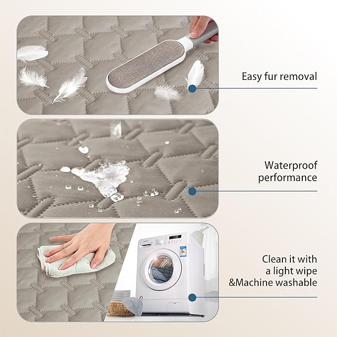 gogobunny 3X Stronger Waterproof Pet Blanket, Scratch Proof Furniture Protector for Dogs Cats, Reversible Cover 30x90 Inch, Dark Stone