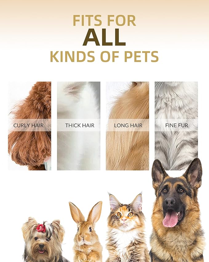 Dog Clippers for Grooming with 12V High Power Plug-in for Thick Heavy Coats Quiet, Pet Electric Professional Hair Grooming Clippers kit with 10 Metal Guard Combs Brush for Dogs Cats Pets (Gold)